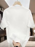 Baskılı Oversize Bisiklet Yaka T-shirt - Beyaz resmi